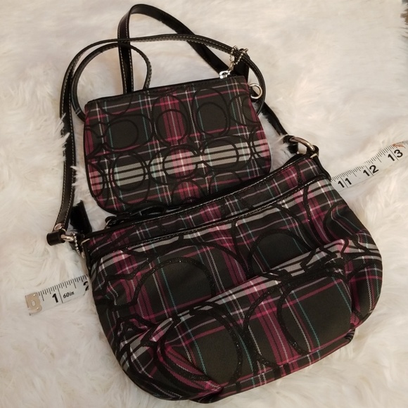 Coach Handbags - Coach tartan glam mini crossbody set